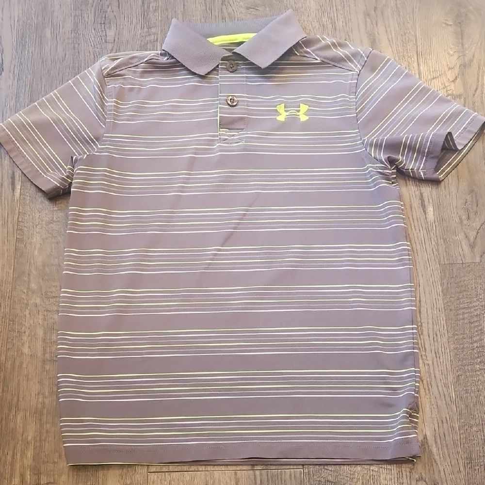 Under Armour Kids Gray Striped Polo Shirt